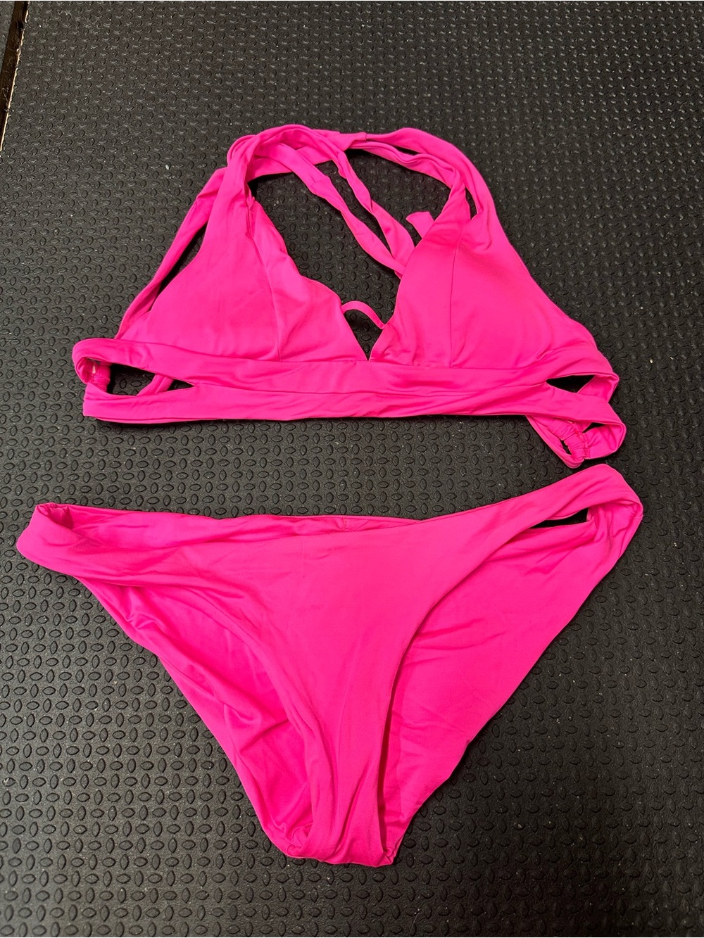 Becca Women’s Hot Pink Bikini Set - Strappy Halter Top & Classic Bottom